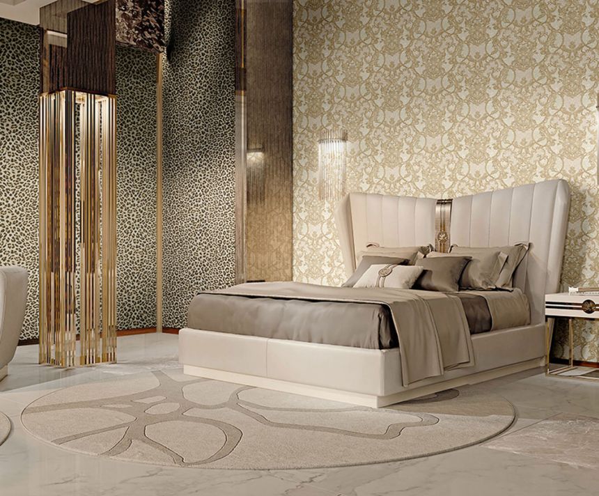 White and silver baroque luxury wallpaper Z80040 Philipp Plein, Zambaiti Parati