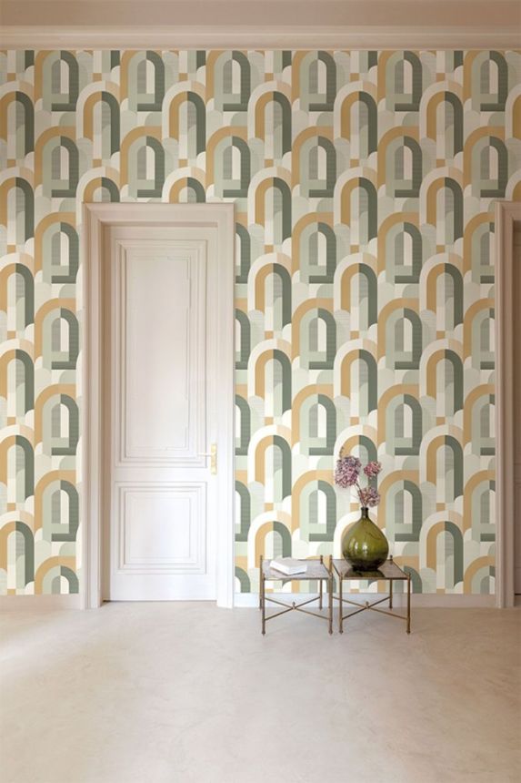 Green wallpaper, Art Deco style MN3609, Maison, Grandeco