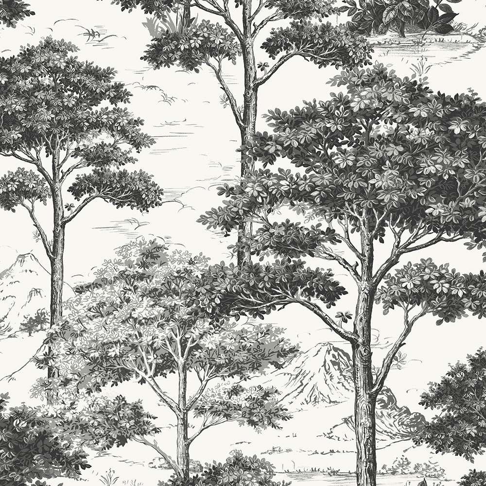 Black and white wallpaper, forest, trees MN3013, Maison, Grandeco
